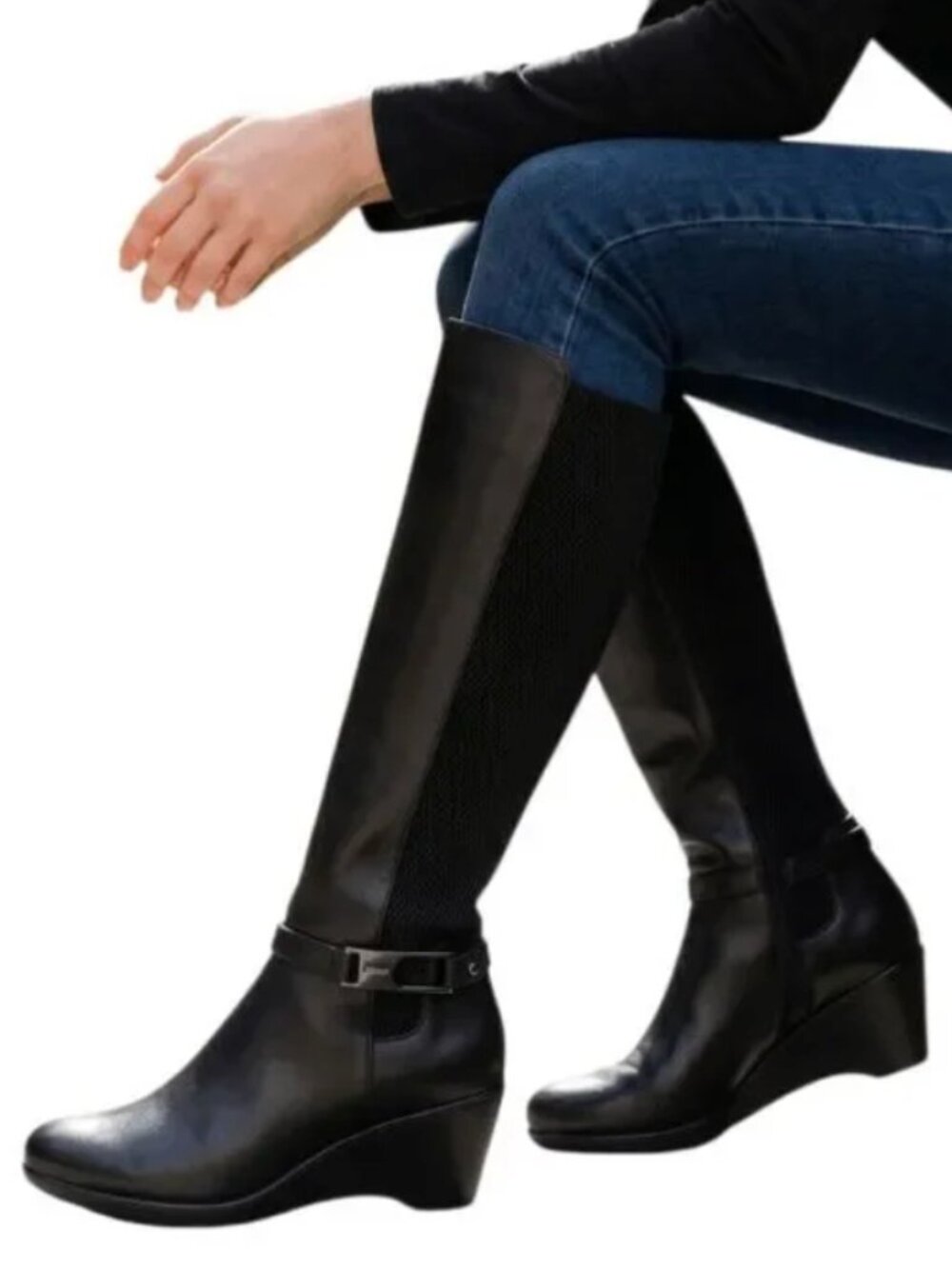 Blondo Laina Waterproof Tall Black Knee High Wedge Boots - Size 9, Never worn!